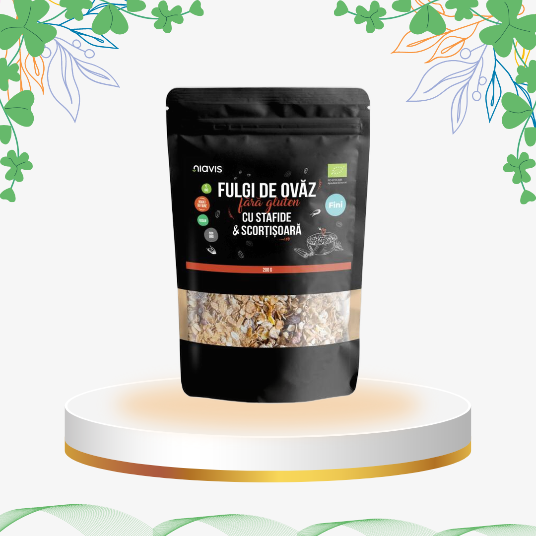 Niavis - Fulgi Stafide si Scortisoara Fara Gluten, 200 gr