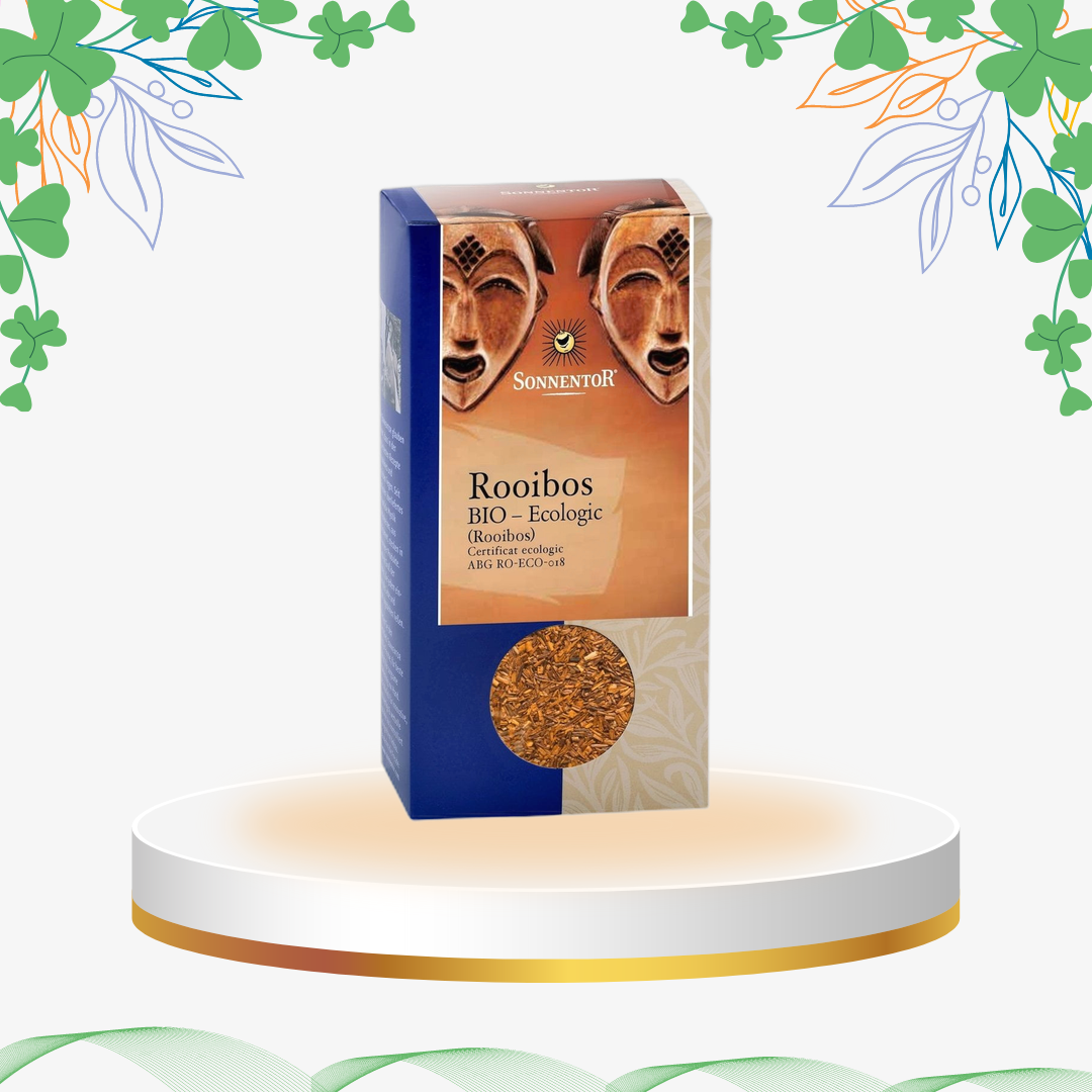 Ceai Rooibos ecologic 100% natural, bogat în minerale și antioxidanți, fără cofeină, ideal pentru digestie și hidratare.