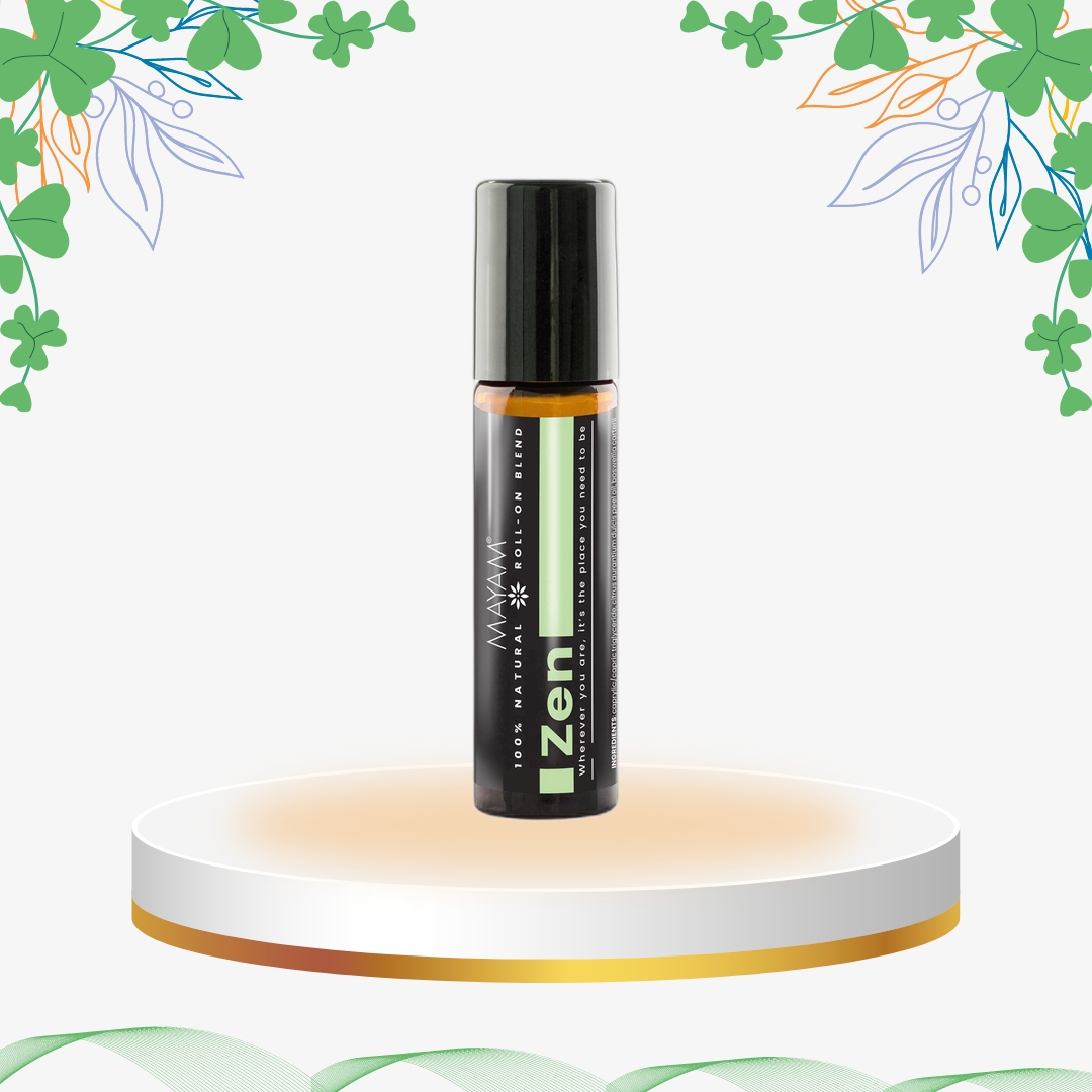 Blend roll-on ZEN cu uleiuri esențiale de tămâie, smirnă și iasomie în bază de ulei de cocos, aromaterapie pentru relaxare și echilibru.