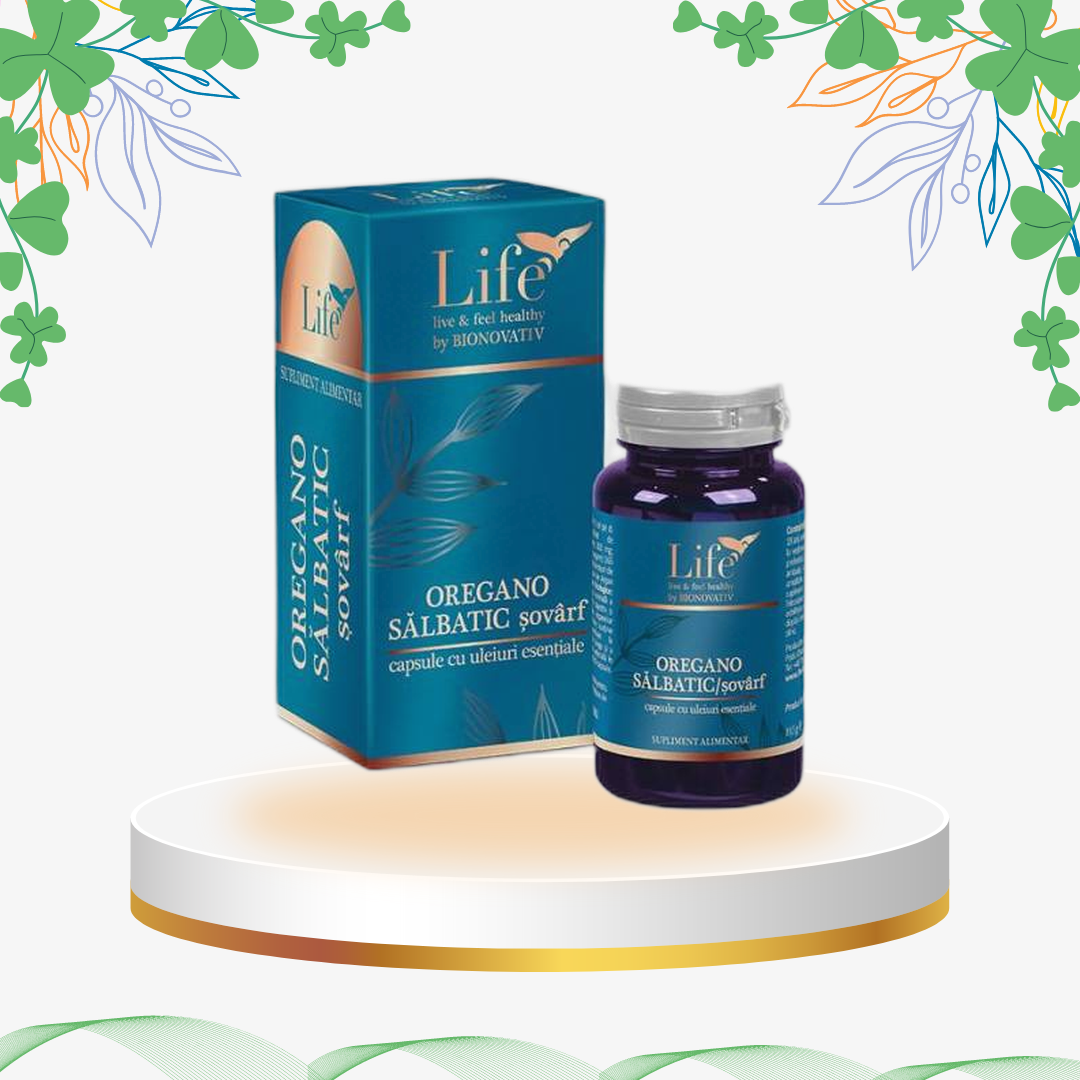 Supliment natural cu ulei esențial de Oregano, ulei din sâmburi de struguri și argan, capsule moi pentru imunitate, digestie și protecție cardiovasculară.