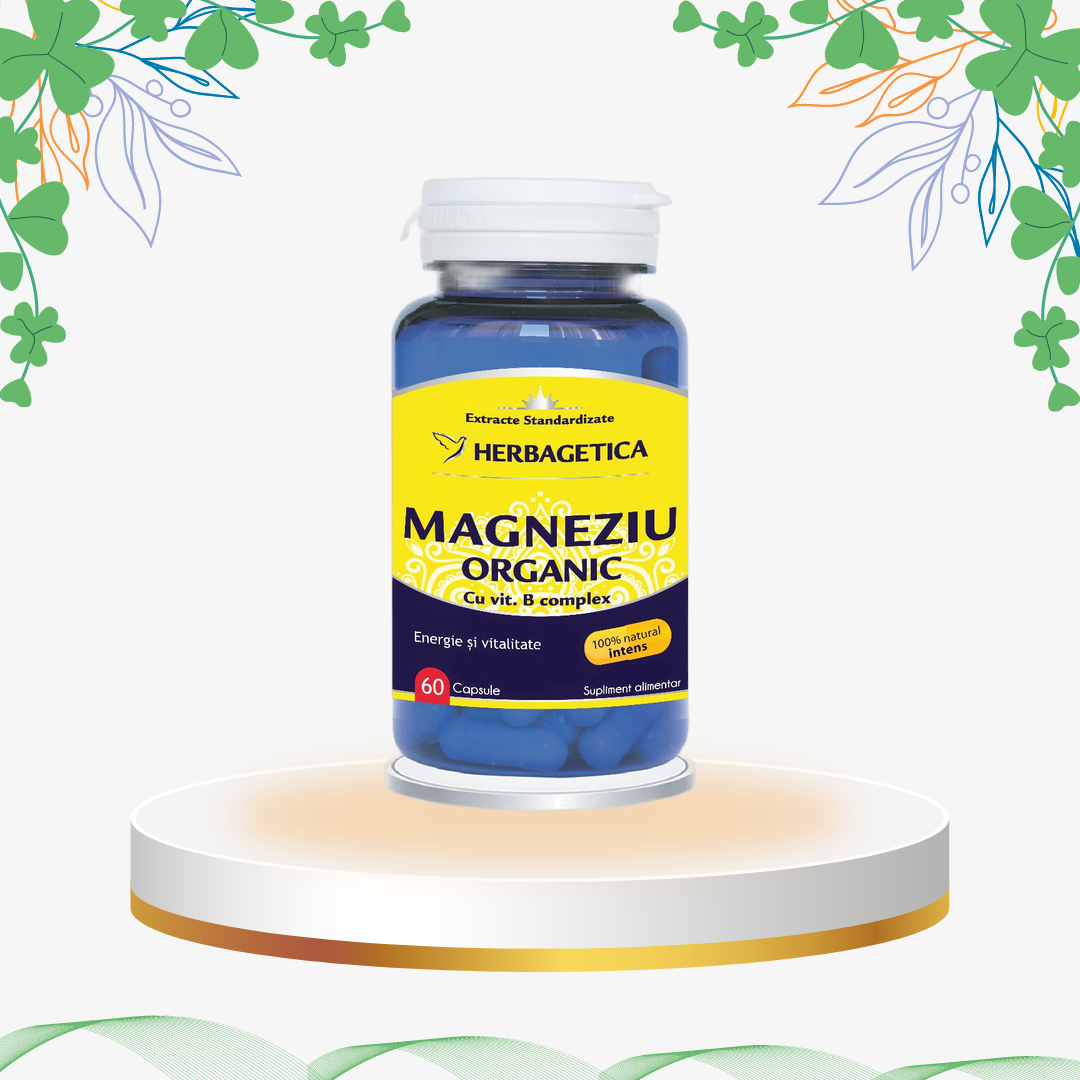 Supliment natural cu Magneziu Marin și drojdie de bere, capsule organice pentru reducerea oboselii, relaxare musculară și sistem nervos.