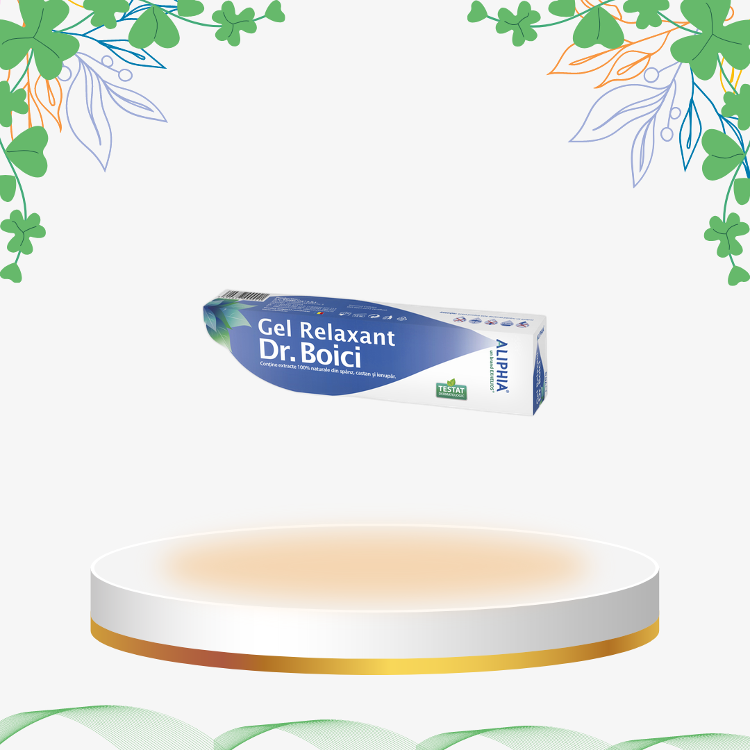 Gel antireumatic cu extracte naturale de spânz, castan și ienupăr, formulă pentru reducerea durerilor musculare, articulare și stimularea circulației.