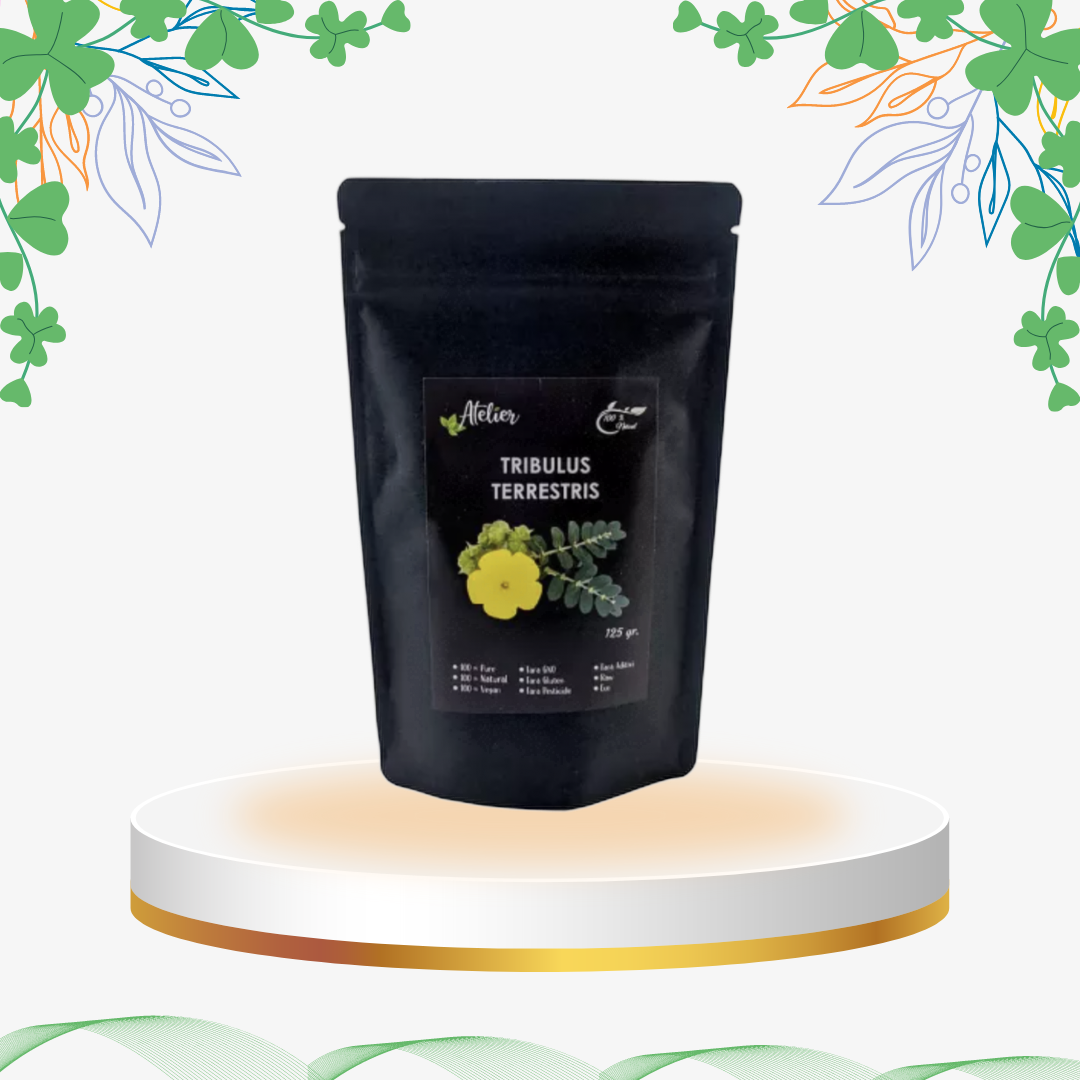 Pulbere ecologică de Tribulus Terrestris (Colții Babei), supliment natural cu efect afrodisiac ce stimulează circulația sângelui și susține vitalitatea masculină.