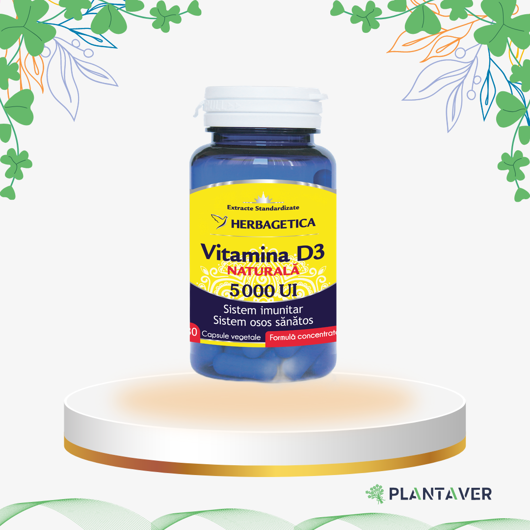 Herbagetica - Vitamina D3 5000 Naturala, 30 cp