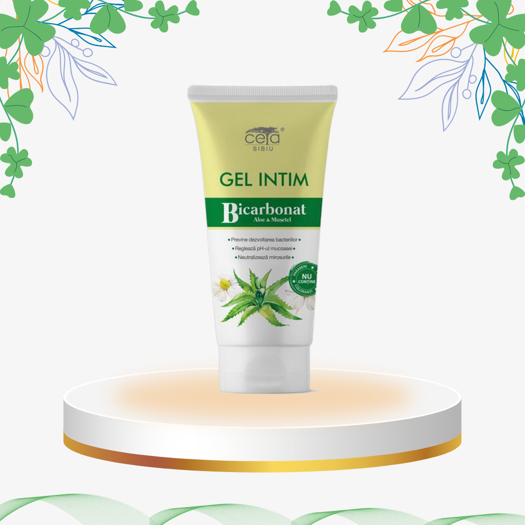 Gel pentru igienă intimă cu bicarbonat, aloe vera, mușețel și fosfolipide, special conceput pentru reglarea pH-ului, calmarea iritațiilor și prevenirea uscăciunii prin formarea unei pelicule protectoare.