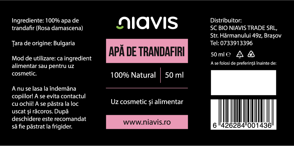 Niavis - Apa Trandafiri, 50 ml spray