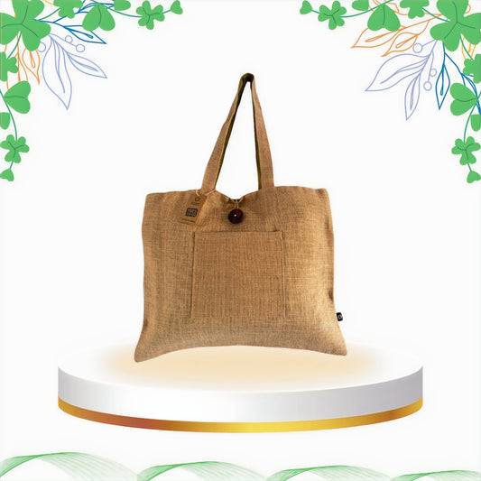 Geanta Mare Reversibila din Iuta si Bumbac - Verde Fistic