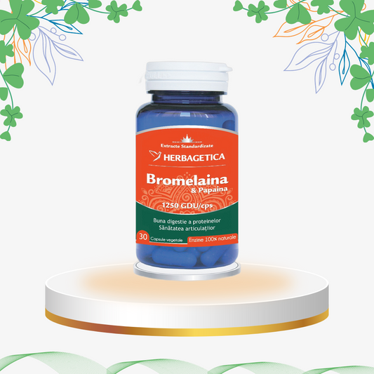 Herbagetica -  Bromelaina & Papaina, 30 cp