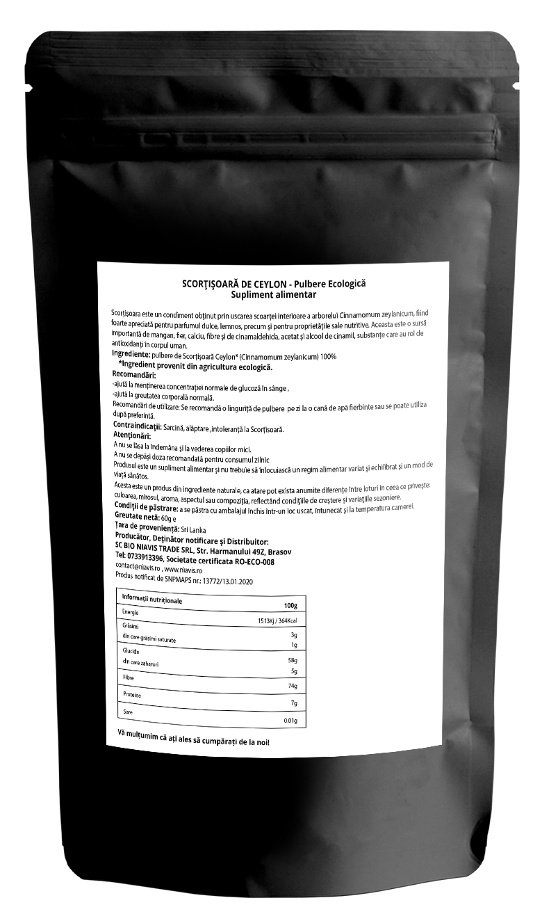 Niavis - Scortisoara Ceylon Eco Pulbere, 60 gr