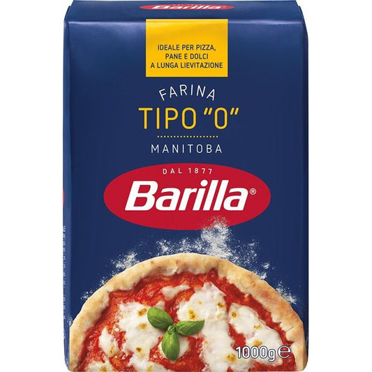 Făină de grâu albă tip Manitoba Barilla, ideală pentru aluaturi elastice și dospire lungă de pizza, pâine, focaccia sau cozonac.