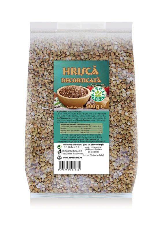 Hrișcă crudă decorticată Herbal Sana bogată în proteine și fibre