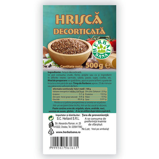 Herbavit, Hrisca cruda decorticata X 500 gr