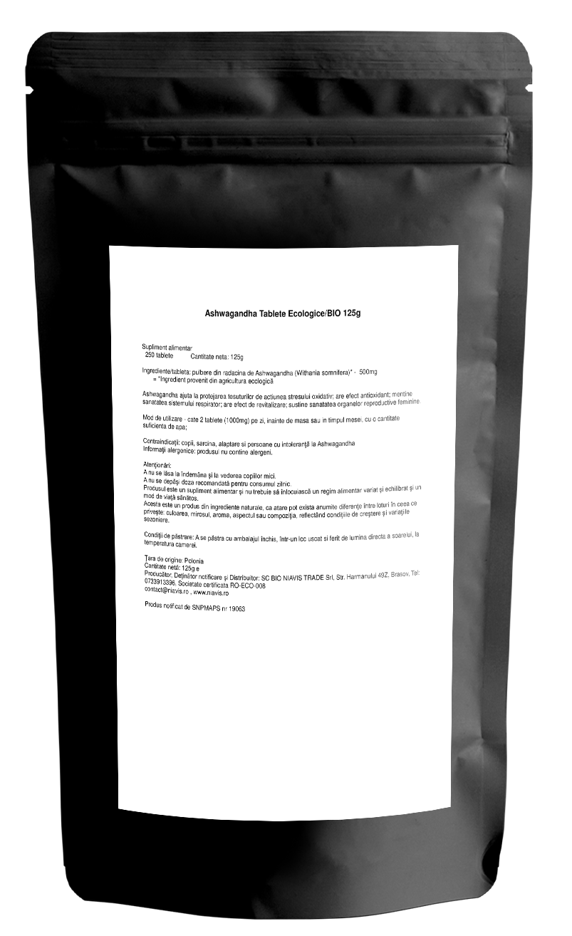 Niavis , Ashwagandha tablete ecologice x 125 gr