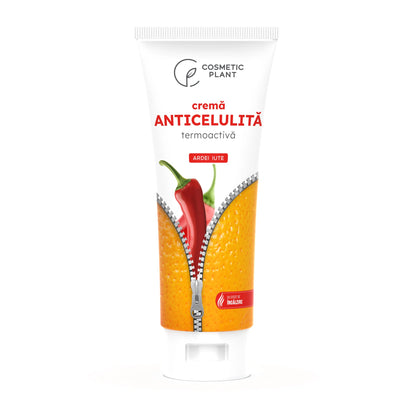Cremă anticelulitică cu masaj, conține Cafeisilan și extract de ardei iute pentru reducerea țesutului adipos și fermitatea pielii.