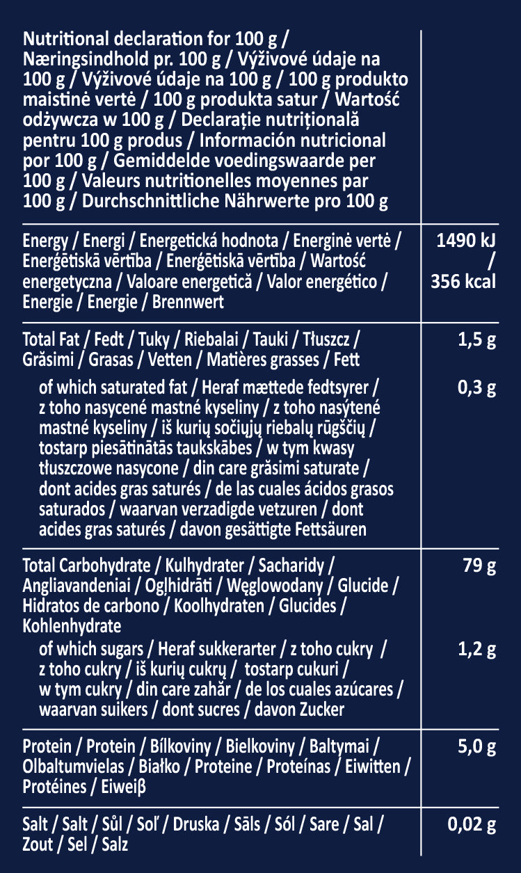 Declarație nutrițională paste fideo fără gluten din porumb românesc ideale pentru supe și deserturi