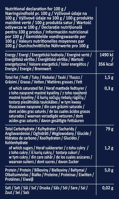 Declarație nutrițională paste fideo fără gluten din porumb românesc ideale pentru supe și deserturi