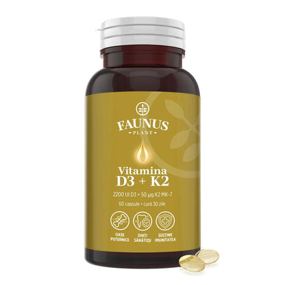 Faunus, Vitamina D3 + K2 x 60 cp PROMOTIE LIMITATA 2+1 GRATIS
