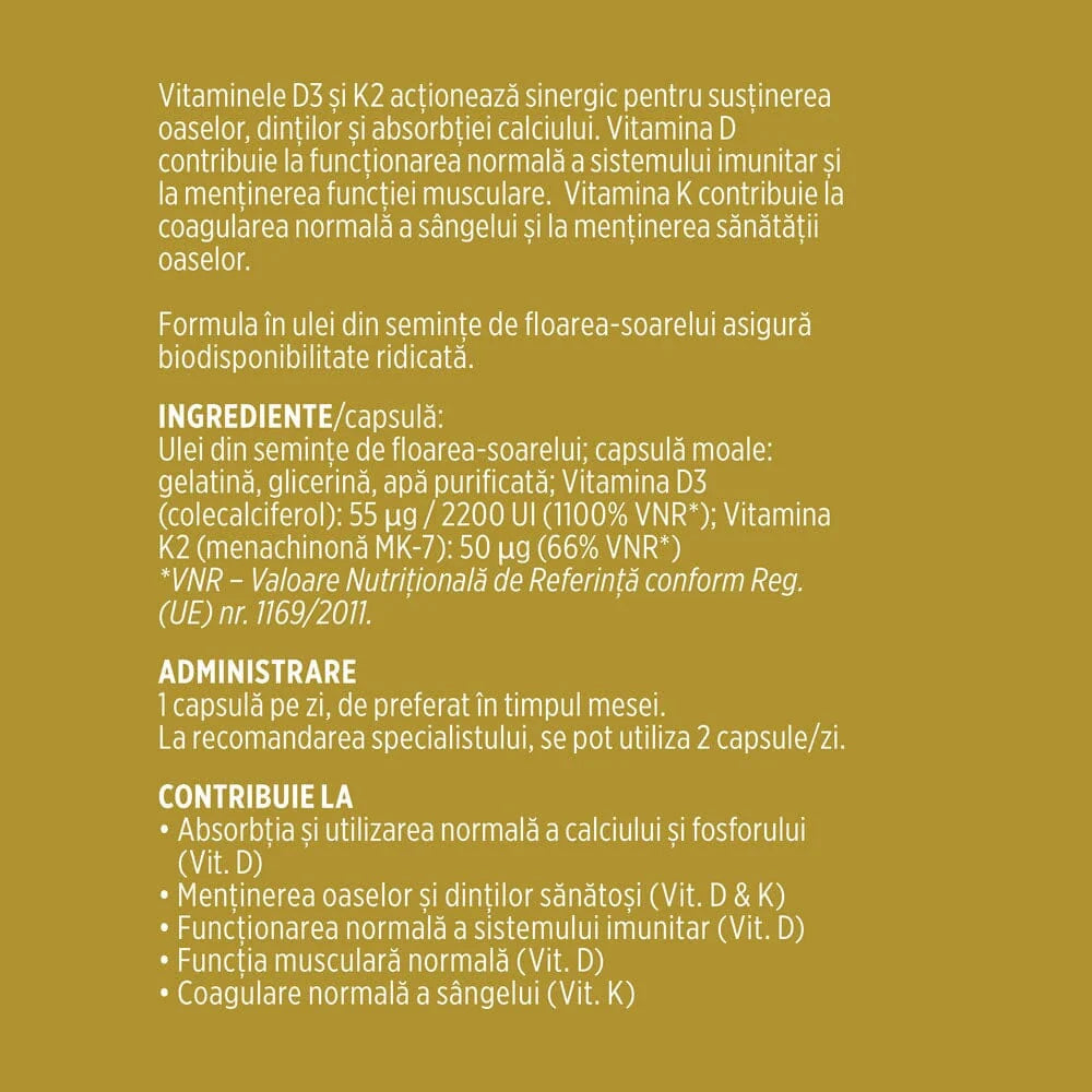 Faunus, Vitamina D3 + K2 x 60 cp PROMOTIE LIMITATA 2+1 GRATIS