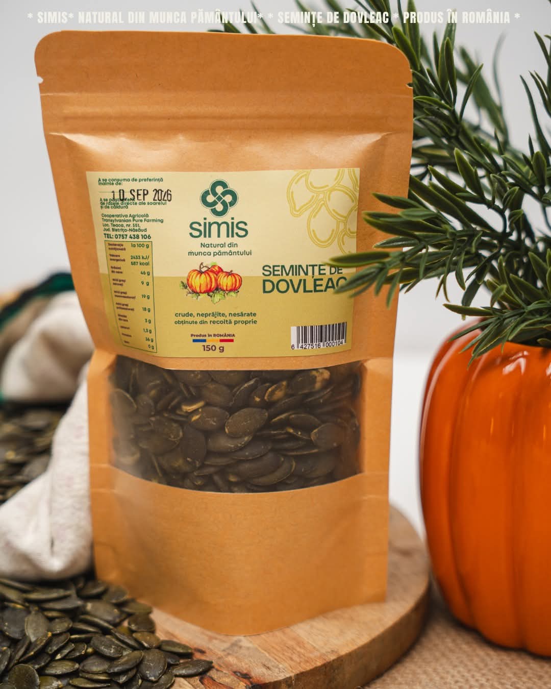 Simis - Seminte Crude de Dovleac, 250 gr