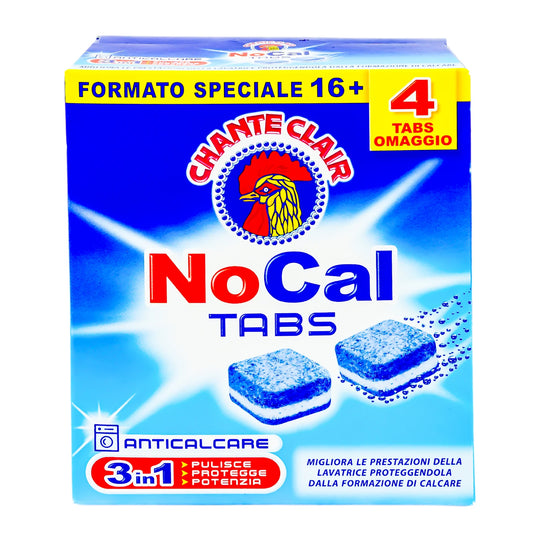 Tablete anticalcar Chante Clair NoCal, 20 bucăți, protecție mașină de spălat contra pietrei și murdăriei.