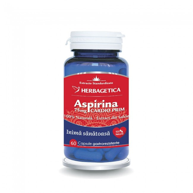 Herbagetica ,Aspirina Naturala Cardioprim 75 mg x 60 Capsule