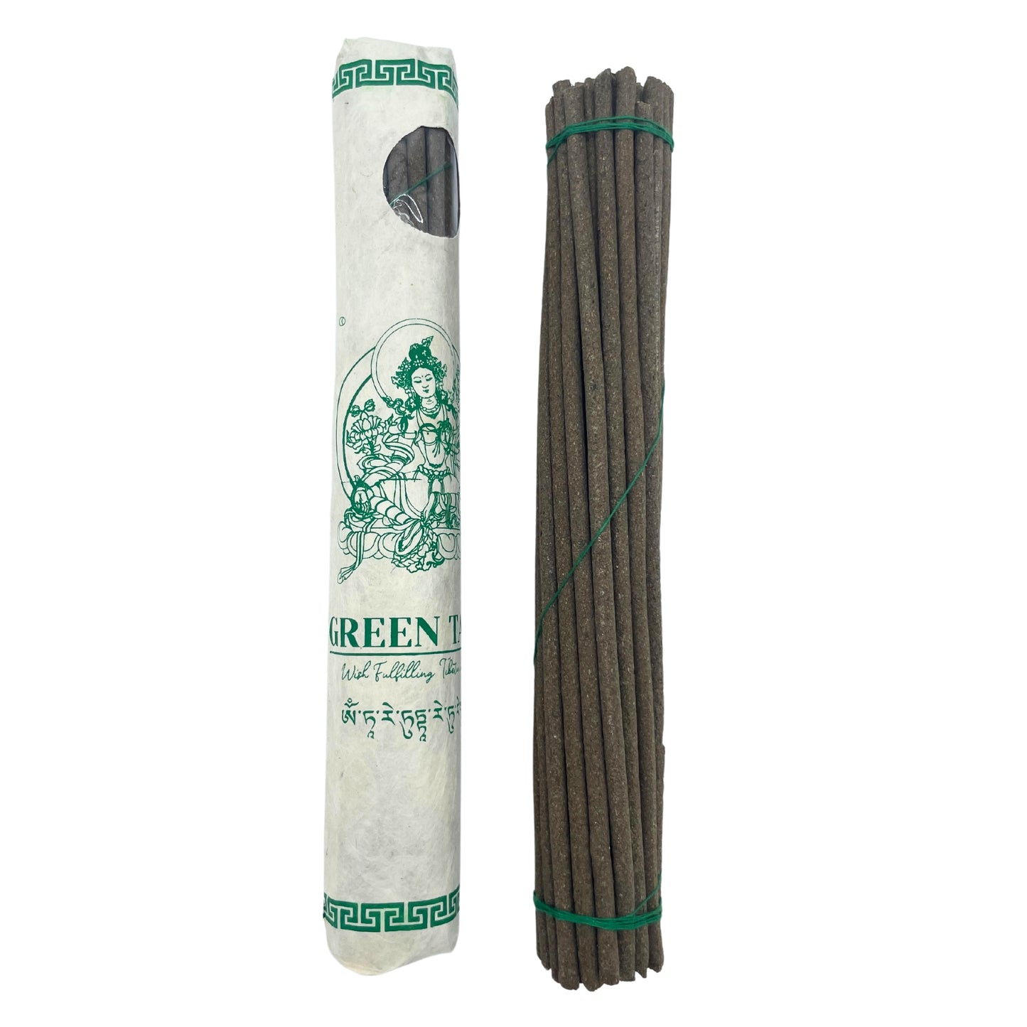 Bețișoare parfumate tibetane premium Tara Verde, 30 bucăți rulate manual în Nepal, ideale pentru meditație și purificarea spațiului.