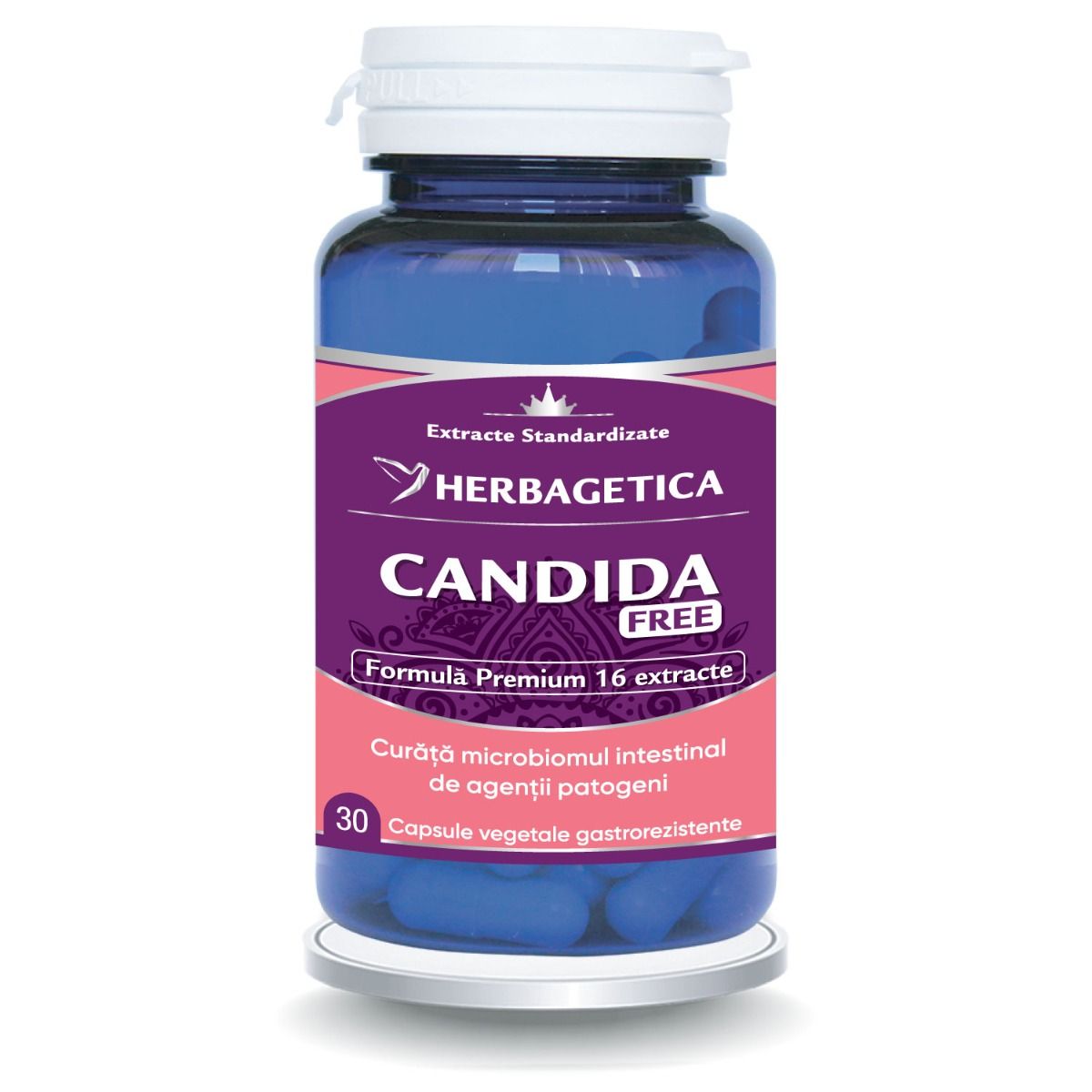 Supliment natural Candida Free de la Herbagetica, formulă complexă cu extracte de ulei de cocotier, neem, grapefruit și cimbru, special creată pentru combaterea infecțiilor fungice și echilibrarea florei intestinale.