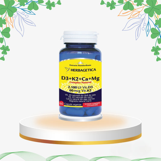Herbagetica - Complex Natural D3+K2+Ca+Mg, 30 cp