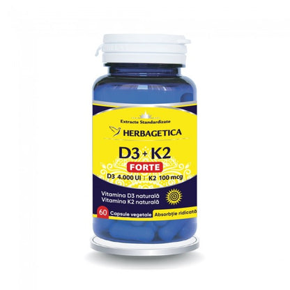 Herbagetica ,D3+K2 Forte x 60 Capsule