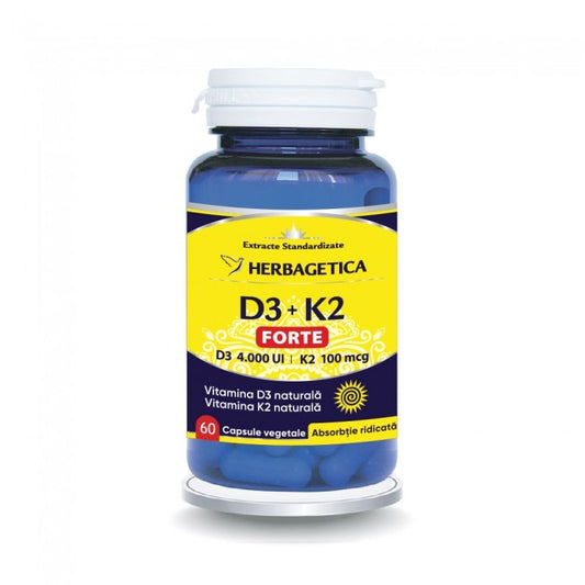 Herbagetica ,D3+K2 Forte x 60 Capsule