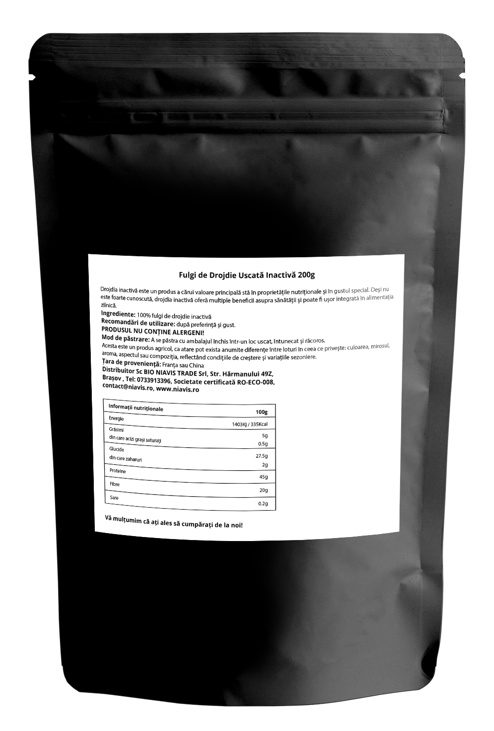 Niavis - Fulgi Drojdie Inactiva, 200 gr