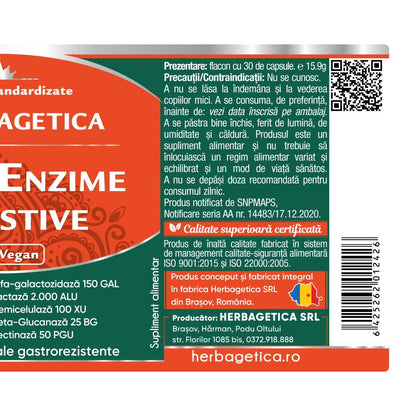Herbagetica , Super Enzime Digestive x 30 cp