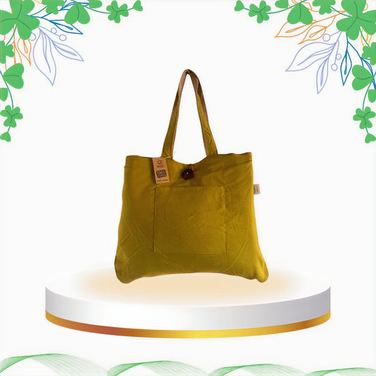 Geanta Mare Reversibila din Iuta si Bumbac - Verde Fistic