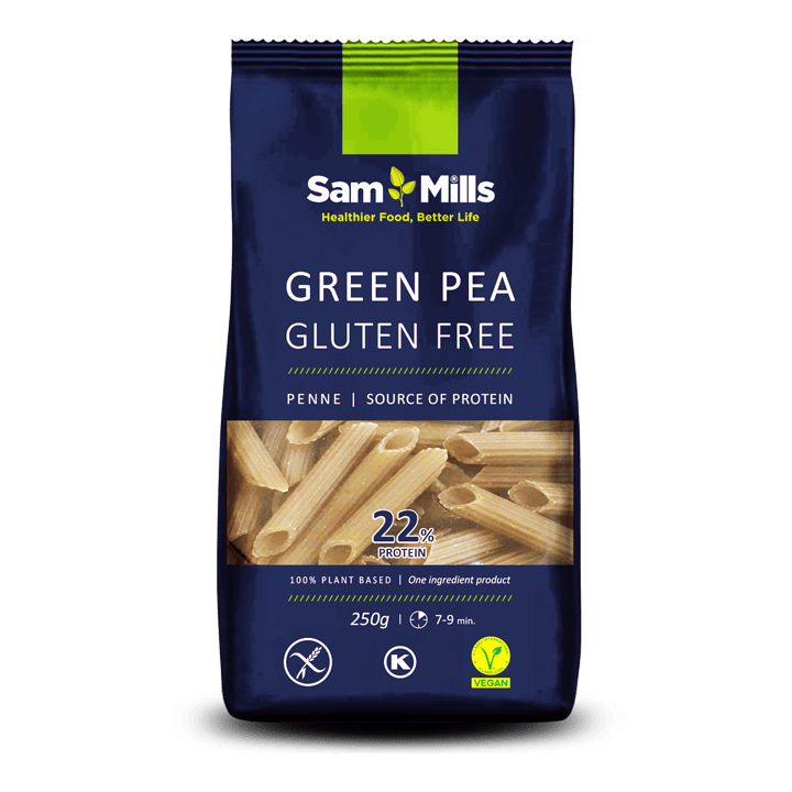 Paste Penne fără gluten din 100% făină de mazăre verde bogate în proteine