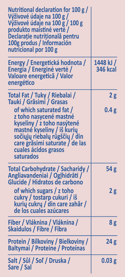 Ingrediente paste Fusilli din 100% linte roșie, fără gluten, bogate în proteine vegetale și fibre, aspect spiralat portocaliu.