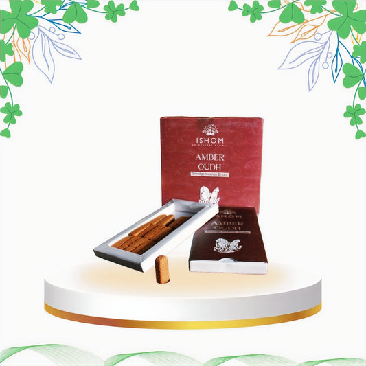 Pachet cu 15 Caramizi Parfumate Naturale cu Suport - Lemn de Chihlimbar