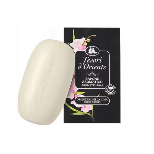 Săpun solid Tesori d’Oriente Orhidee, formulă cu extract de orhidee pentru curățare delicată și piele catifelată.